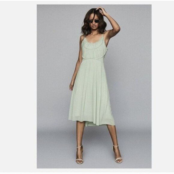 Reiss Dresses & Skirts - REISS Thora Pleated Chiffon Dress Size 10 mint green
